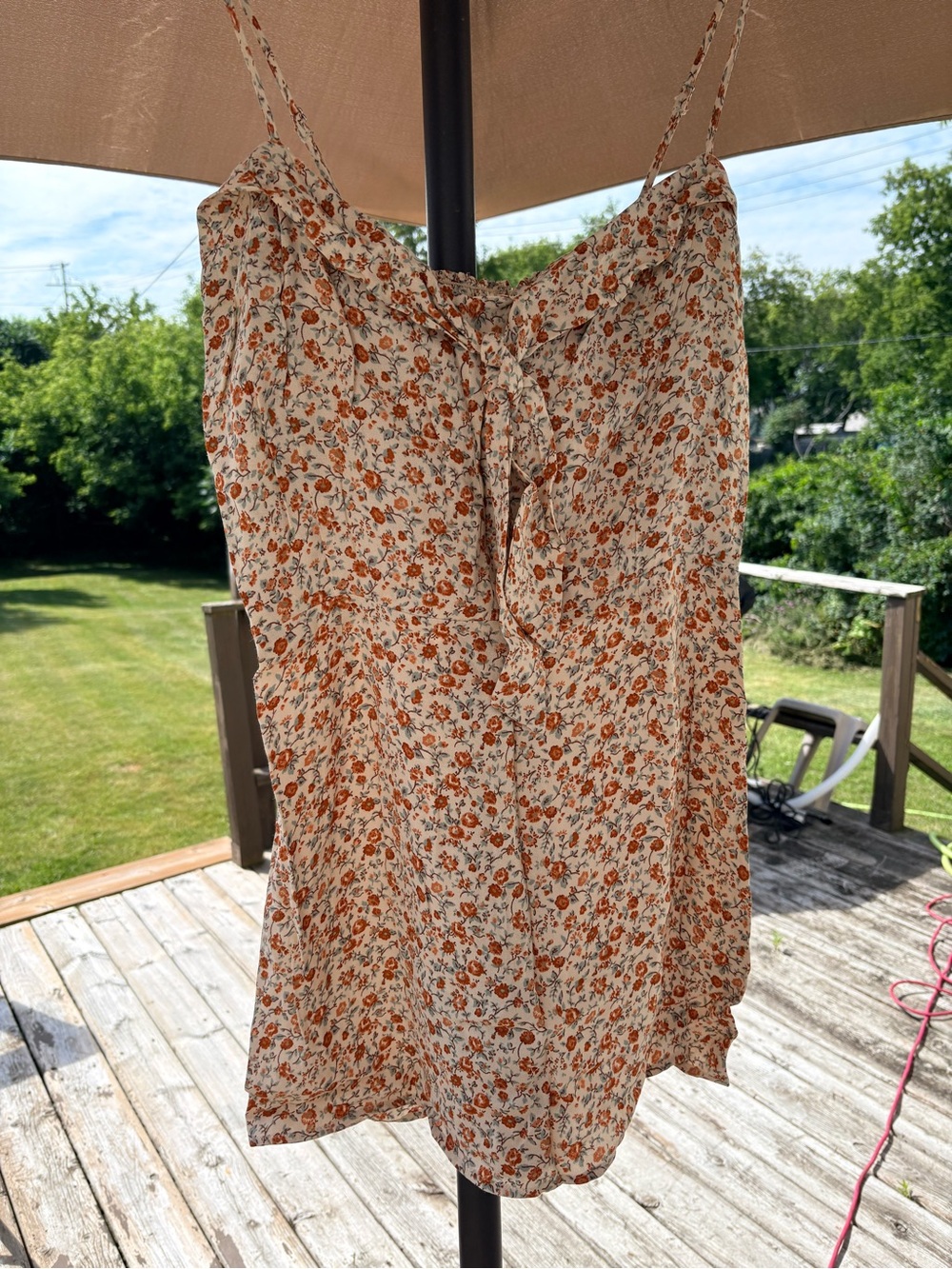 Reformation Cream Mini Dress with Orange Floral Print